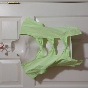 Charlotte Russe Y2K Neon Green Bow Back Cropped Tee Small